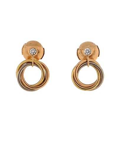 Pre-owned Pre-owned Cartier  Cartier Trinity Dangle Earrings 18k Tricolor Gold With Diamond In K Gold