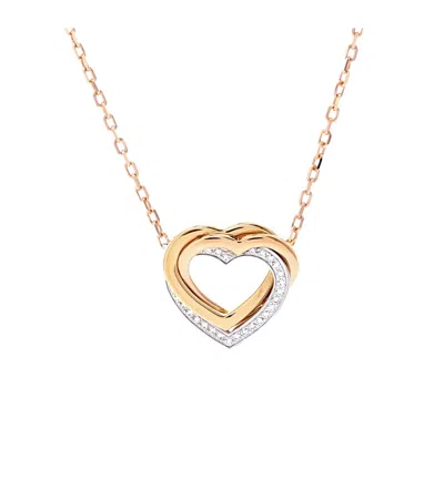 Pre-owned Pre-owned Cartier  Cartier Trinity De Cartier Heart Pendant Necklace 18k Tricolor Gold With Diamonds, 15 - 16