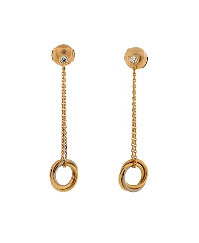 Pre-owned Pre-owned Cartier  Cartier Trinity Diamond Drop Earrings 18k Tricolor Gold In K Gold