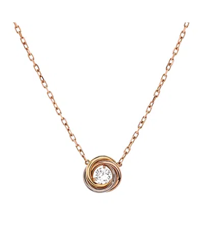 Pre-owned Pre-owned Cartier  Cartier Trinity Diamond Pendant Necklace 18k Tricolor Gold And Diamond