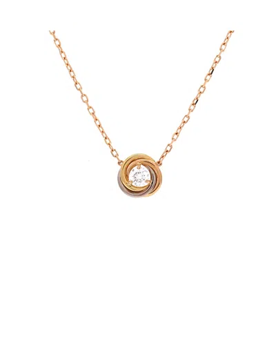 Pre-owned Pre-owned Cartier  Cartier Trinity Diamond Pendant Necklace 18k Tricolor Gold And Diamond, 16"