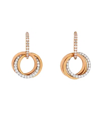 Pre-owned Pre-owned Cartier  Cartier Trinity Hoop Dangle Earrings 18k Tricolor Gold With Diamonds