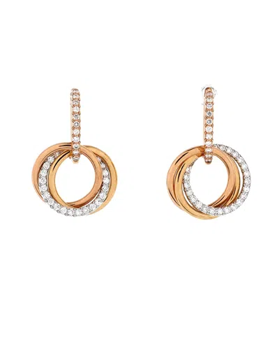 Pre-owned Pre-owned Cartier  Cartier Trinity Hoop Dangle Earrings 18k Tricolor Gold With Diamonds