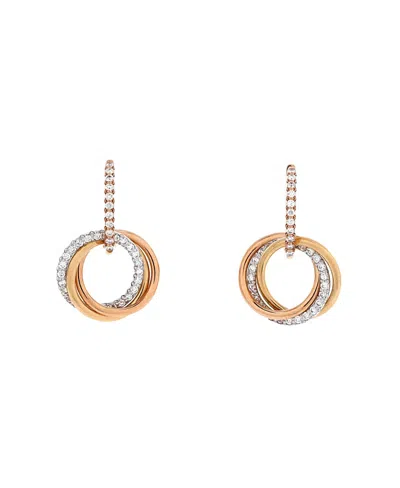 Pre-owned Pre-owned Cartier  Cartier Trinity Hoop Dangle Earrings 18k Tricolor Gold With Diamonds