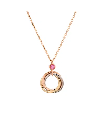 Pre-owned Pre-owned Cartier  Cartier Trinity Pendant Necklace 18k Tricolor Gold With Pink Sapphire, 15 - 15.75"