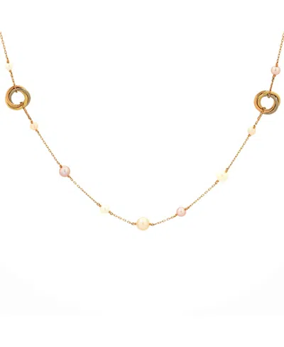 Pre-owned Pre-owned Cartier  Cartier Trinity Station Long Necklace 18k Tricolor Gold With Pearls