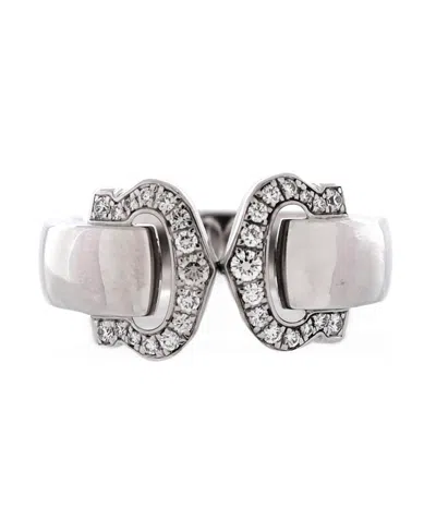 Pre-owned Pre-owned Cartier  Cartier Vintage C De Cartier Ring 18k White Gold With Diamonds