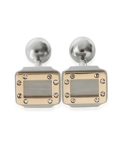 Pre-owned Pre-owned Cartier  Cartier Vintage Santos Dumont 18k Yellow Gold/steel Cufflinks