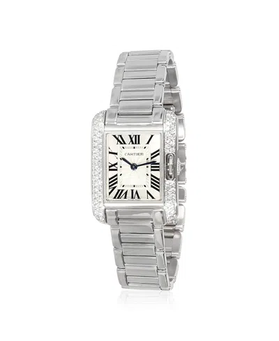 Pre-owned Pre-owned Cartier  Cartier White Gold Tank Anglaise De Cartier Watch Wt100008 24.20 Mm