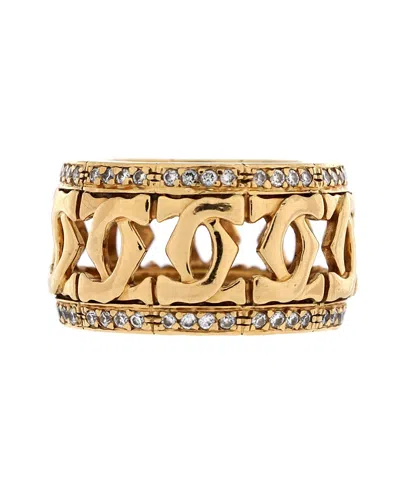 Pre-owned Pre-owned Cartier  Cartier Wide Entrelaces C De Cartier Band Ring 18k Gold With Diamonds