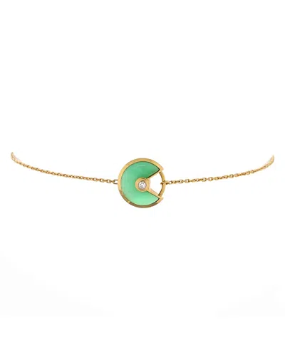 Pre-owned Pre-owned Cartier  Cartier Xs Amulette De Cartier Bracelet 18k Gold With Diamond And Chrysoprase