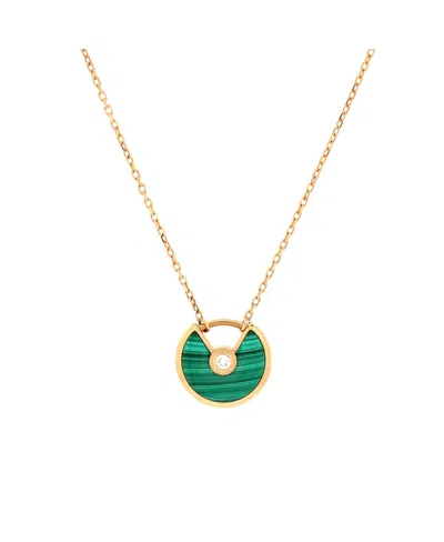 Pre-owned Pre-owned Cartier  Cartier Xs Amulette De Cartier Pendant Necklace 18k Rose Gold With Malachite And Diamond In Pink