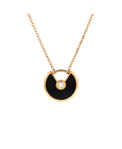 Pre-owned Pre-owned Cartier  Cartier Xs Amulette De Cartier Pendant Necklace 18k Rose Gold With Onyx And Diamond