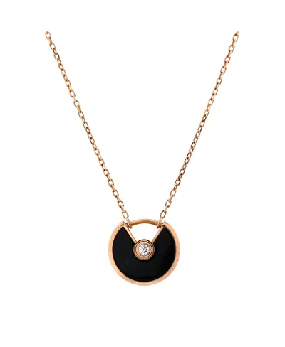 Pre-owned Pre-owned Cartier  Cartier Xs Amulette De Cartier Pendant Necklace 18k Rose Gold With Onyx And Diamond