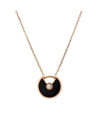 Pre-owned Pre-owned Cartier  Cartier Xs Amulette De Cartier Pendant Necklace 18k Rose Gold With Onyx And Diamond
