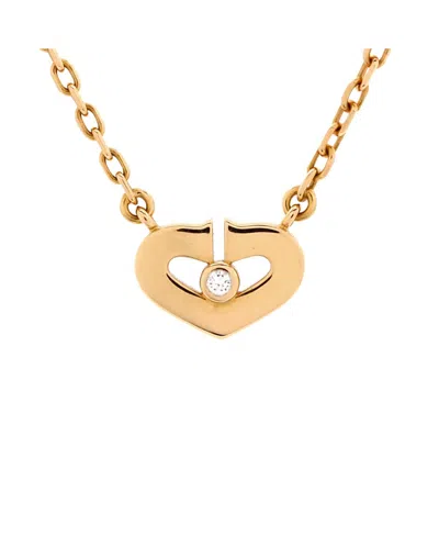 Pre-owned Pre-owned Cartier  Cartier Xs C Heart De Cartier Pendant Necklace 18k Rose Gold With Diamond, 13 - 14.75"