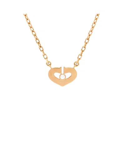 Pre-owned Pre-owned Cartier  Cartier Xs C Heart De Cartier Pendant Necklace 18k Rose Gold With Diamond, 15.25" In Pink