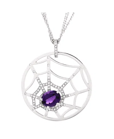 Pre-owned Pre-owned Chaumet  Chaumet Large Attrape-moi Spider Web Pendant Necklace 18k White Gold With Diamonds And Ame