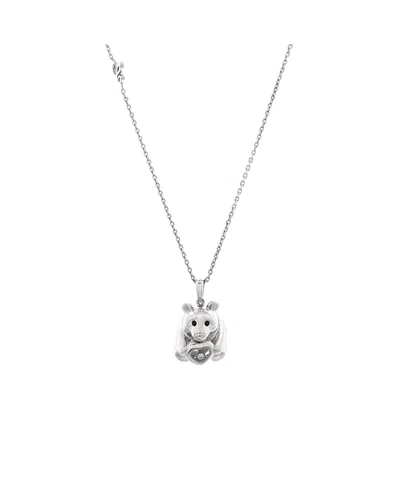 Pre-owned Pre-owned Chopard  Chopard Animal World Panda Pendant Necklace 18k White Gold With Onyx And 1 Floating Diamon