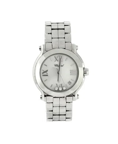 Pre-owned Pre-owned Chopard  Chopard Happy Sport Quartz Watch In Stainless Steel With 3 Floating Diamonds 33mm
