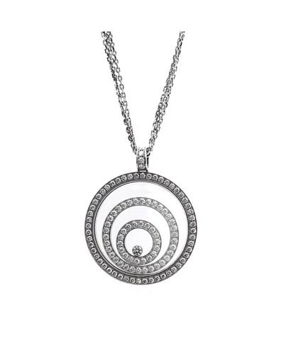 Pre-owned Pre-owned Chopard  Chopard Medium Happy Spirit Pendant Necklace 18k White Gold With Diamonds And 1 Floating D
