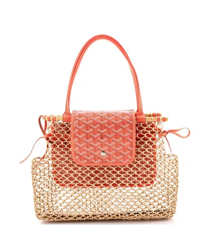 Pre-owned Pre-owned Goyard  Goyard Aligre Bag Raffia Net With Coated Canvas
