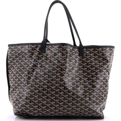 Pre-owned Goyard  Goyard Anjou Reversible Tote Coated Canvas Gm In Black