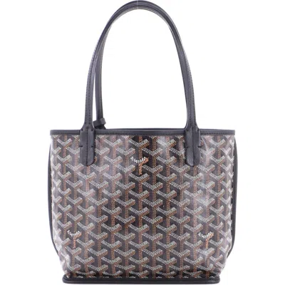Pre-owned Goyard  Goyard Anjou Reversible Tote Coated Canvas Mini In Black