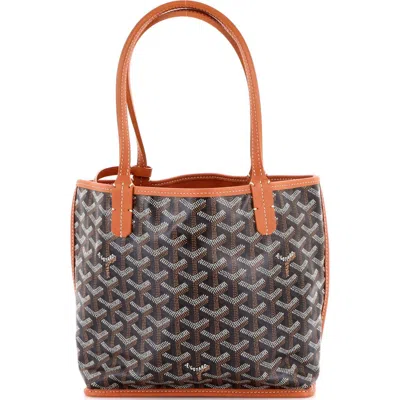 Pre-owned Goyard  Goyard Anjou Reversible Tote Coated Canvas Mini In Black