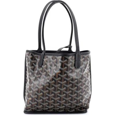 Pre-owned Goyard  Goyard Anjou Reversible Tote Coated Canvas Mini In Black