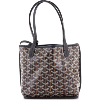 Pre-owned Goyard  Goyard Anjou Reversible Tote Coated Canvas Mini In Brown
