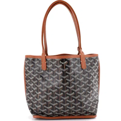 Pre-owned Goyard  Goyard Anjou Reversible Tote Coated Canvas Mini In Brown