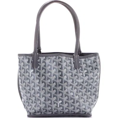 Pre-owned Goyard  Goyard Anjou Reversible Tote Coated Canvas Mini In Gray