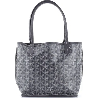 Pre-owned Goyard  Goyard Anjou Reversible Tote Coated Canvas Mini In Gray