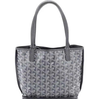 Pre-owned Goyard  Goyard Anjou Reversible Tote Coated Canvas Mini In Gray