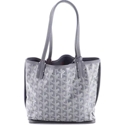 Pre-owned Goyard  Goyard Anjou Reversible Tote Coated Canvas Mini In Gray