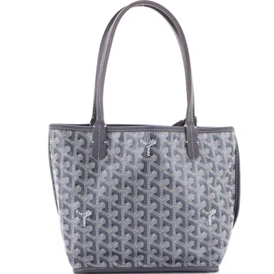 Pre-owned Goyard  Goyard Anjou Reversible Tote Coated Canvas Mini In Gray