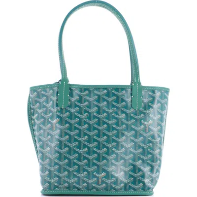 Pre-owned Goyard  Goyard Anjou Reversible Tote Coated Canvas Mini In Green
