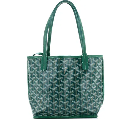 Pre-owned Goyard  Goyard Anjou Reversible Tote Coated Canvas Mini In Purple