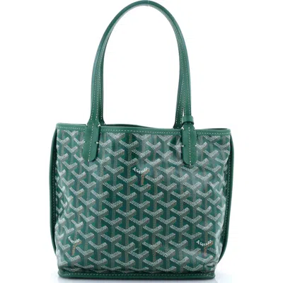 Pre-owned Goyard  Goyard Anjou Reversible Tote Coated Canvas Mini In Green