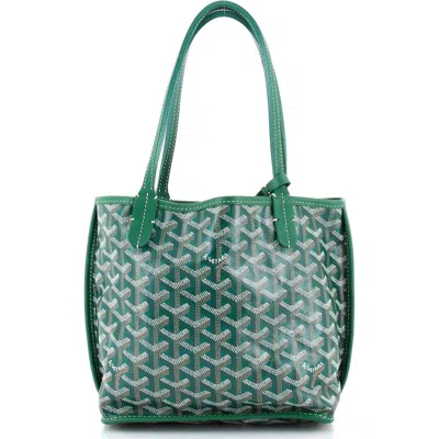 Pre-owned Goyard  Goyard Anjou Reversible Tote Coated Canvas Mini In Green