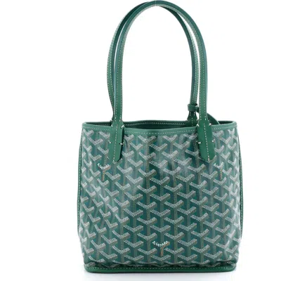 Pre-owned Goyard  Goyard Anjou Reversible Tote Coated Canvas Mini In Green