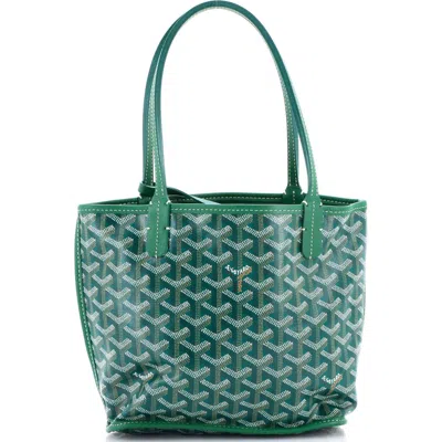 Pre-owned Goyard  Goyard Anjou Reversible Tote Coated Canvas Mini In Green