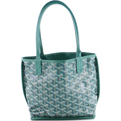 Pre-owned Goyard  Goyard Anjou Reversible Tote Coated Canvas Mini In Green