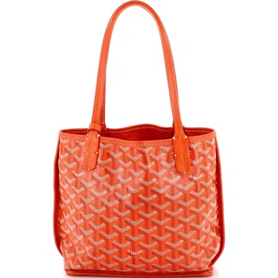 Pre-owned Goyard  Goyard Anjou Reversible Tote Coated Canvas Mini In Orange
