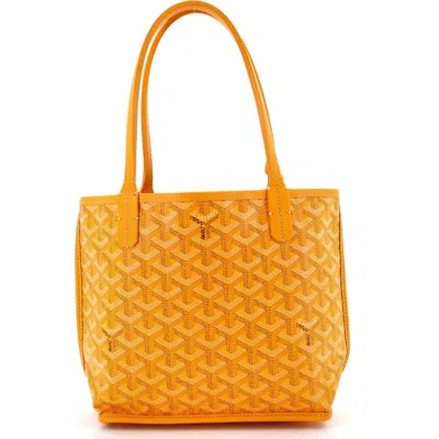 Pre-owned Goyard  Goyard Anjou Reversible Tote Coated Canvas Mini In Orange
