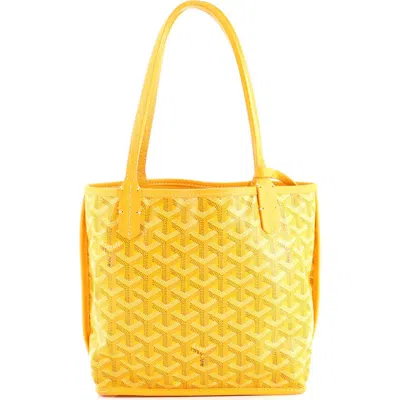 Pre-owned Goyard  Goyard Anjou Reversible Tote Coated Canvas Mini In Gold