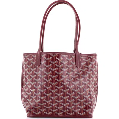 Pre-owned Goyard  Goyard Anjou Reversible Tote Coated Canvas Mini In Red