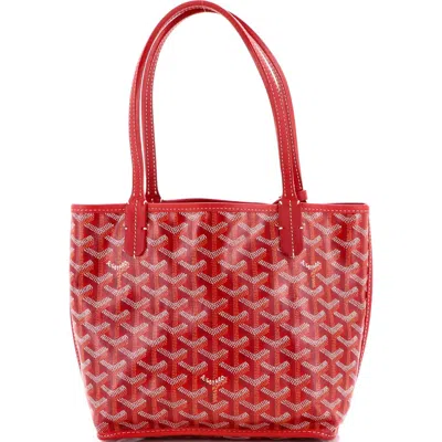 Pre-owned Goyard  Goyard Anjou Reversible Tote Coated Canvas Mini In Red