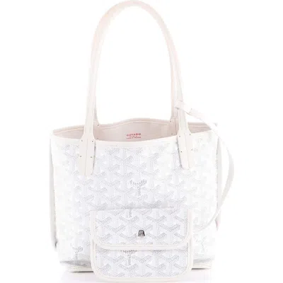 Pre-owned Goyard  Goyard Anjou Reversible Tote Coated Canvas Mini In White